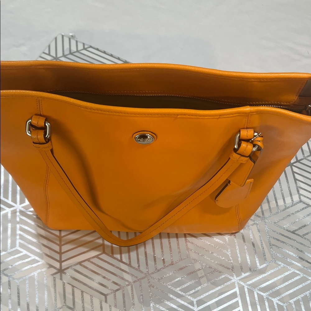 Coach Orange Leather Tote Bag